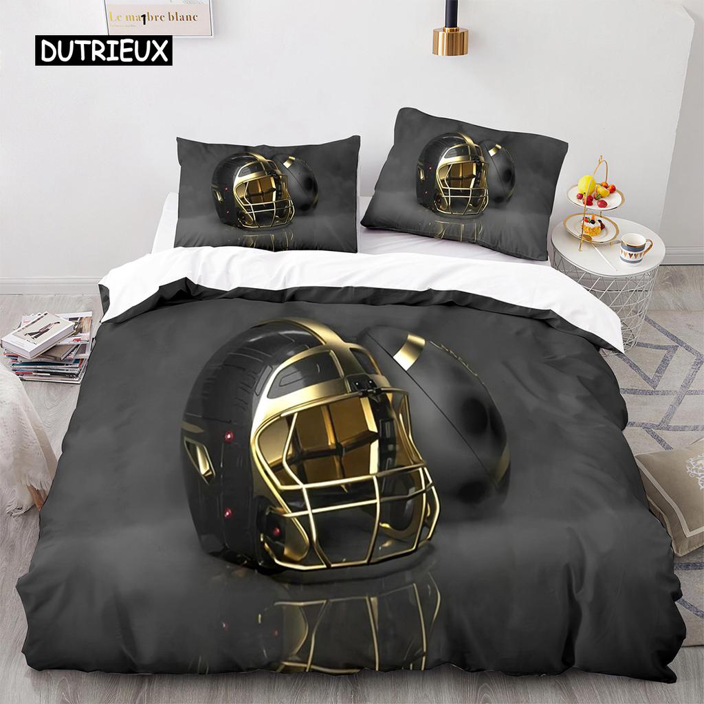 Football Duvet Cover for Boys Girls Burning Football Comforter Cover Microfiber Sports Games Theme Soft King Size Quilt Cover