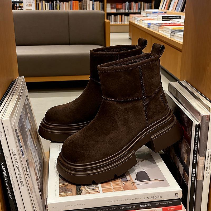 Frosted Retro Snow Boots Women's 2025 Winter New Small Thick-soled Short Boots Piled and Thickened Warm Cotton Shoes