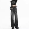 High-Waist Black Wide-Leg Jeans for Plus Size Women - 2024 Trend, Slimming Loose Fit, Floor-Length Pants