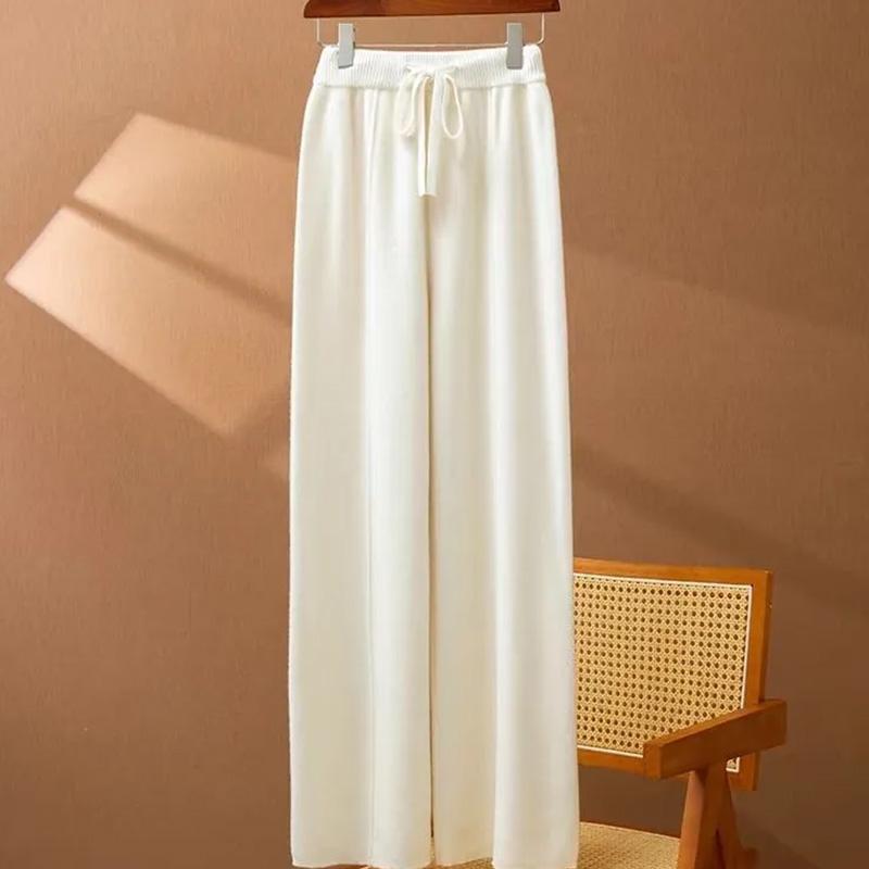 Pants for Women Elastic High Waist Long Trousers Plus Size Thickened Stretchy Solid Colour Versatile Casual Wide Leg  Pants