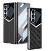 Samsung Zfold6 Mobile Phone Case Electroplated Plain Leather Carbon Fiber Pattern Jazz Supersonic Business Drop Proof New Model