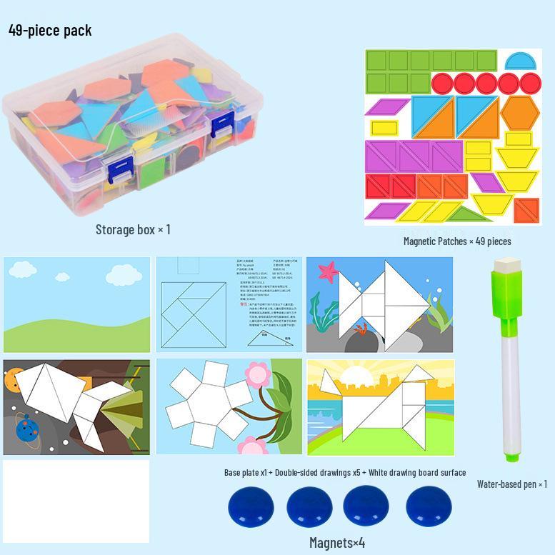 Magnetic Tangram Puzzle Toy for Kids - First Grade Educational Brain Teaser