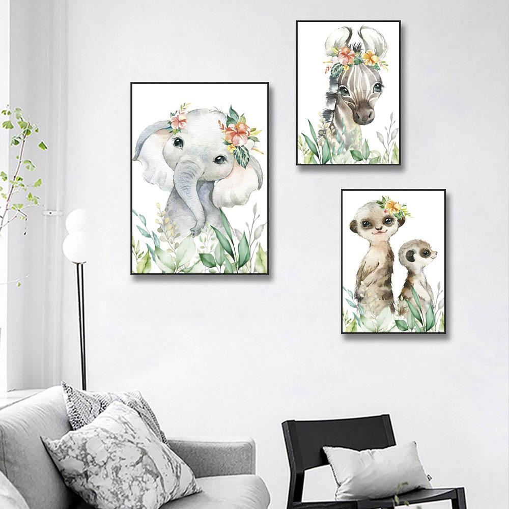 Graffiti Art Animal Canvas Painting Funny Pony Elephant Tiger Wall Art Poster Living Room Bedroom Home Decoration Mural No Frame