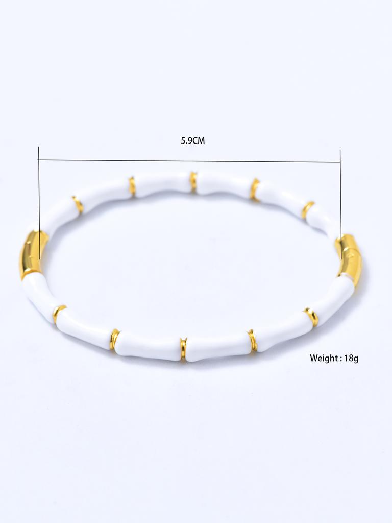 1 Piece 18k Gold Plated Stainless Steel Bamboo Bracelet Fashion Light Luxury Colourful Bracelet For Women's Daily Accessory