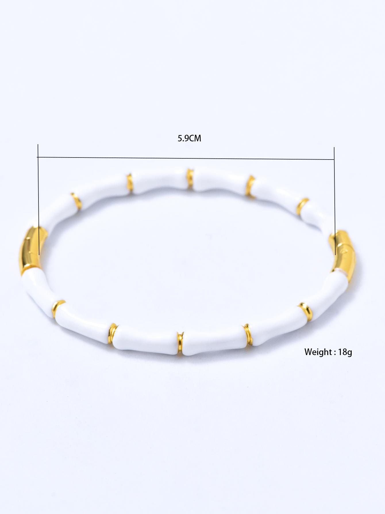 

1 штука Позолочений 18-каратним золотом браслет з нержавіючої сталі у вигляді бамбука Модний легкий розкішний кольоровий браслет для повсякденного аксесуара для жінок