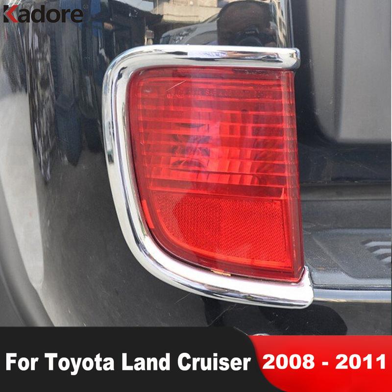 Rear Fog Light Lamp Cover Trim For Toyota Land Cruiser J200 2008 2009 2010 2011 ABS Chrome Car Tail Foglight Foglamp Bezel Trims