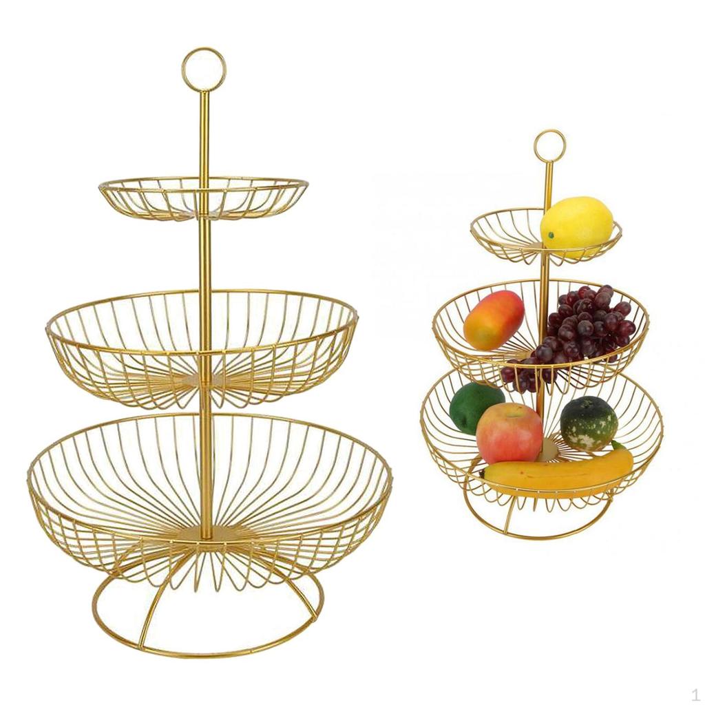 Standing Fruit storage Basket, Round Iron Household Plate Tray