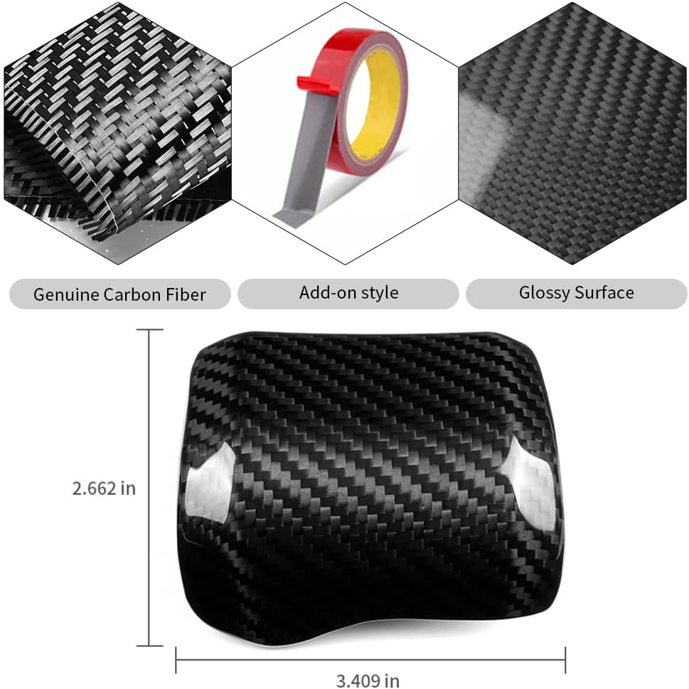 Jogon Genuine Carbon Fiber Gear Shift Knob Trim for Ford F150 Raptor Tremor Limited Platinum Lariat King Ranch 2021 2022 2023 2024 2025, Gear Shift