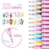12 Color 0.5mm Needle Tip Nail Painted Graffiti Pen DIY Quick Drying Dot Flower Hook Line Waterproof Acrylic Pigment Pen