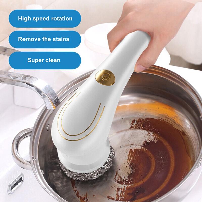 Spazzola Elettrica per Pulizia Domestica 5-in-1 Spazzola per Lavaggio Bagno Strumento per Pulizia Cucina Portatile USB Spazzola per Vasca da Bagno Spazzola Elettrica Pulitore Accessori Lavandino