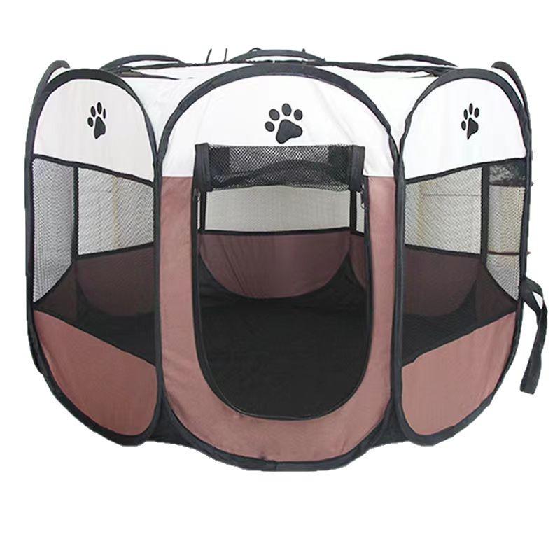 Octagonal Pet Playpen: Folding Cage & Bed for Cats and Dogs