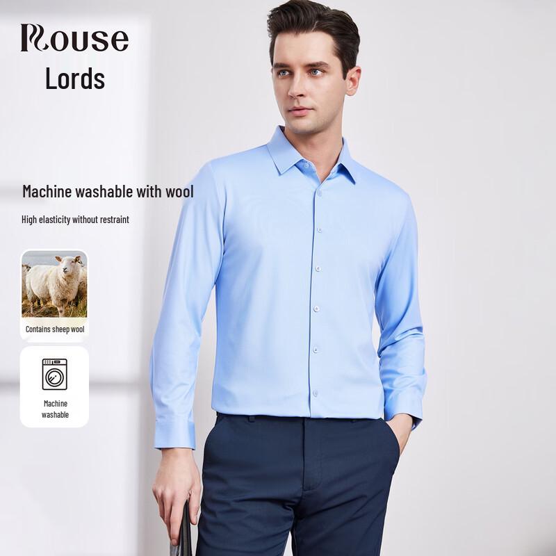 

Luotz Washable Merino Wool Blend Business Casual Long Sleeve Shirt 48