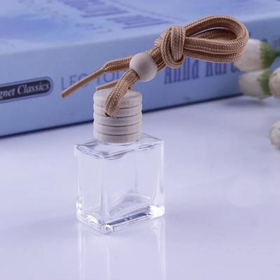 New Mini Fragrance Pendent Bottle Wooden Auto Aromatherapy Perfume Diffuser Empty Perfum Car Hanging Glass Bottle