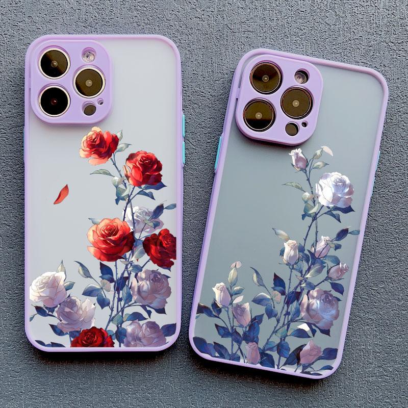 Rose Flower Phone Case For iPhone 11 Case iPhone 15 14 Pro Max 11 12 13 Pro Max Mini XR XS X 7 8 14 15 Plus SE2 Shockproof Cover