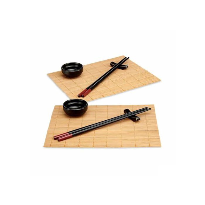Jeu de sushi en bambou - Kinvara Skincare - SJ4702 - Noir naturel - 8 pièces - Lot de 6 - 30,5 cm hauteur