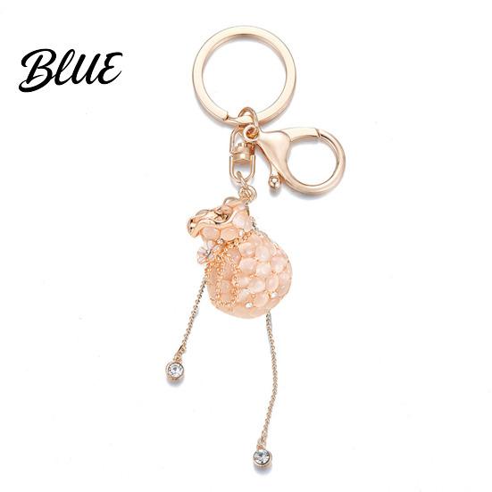 Colorful Tassel Keychain Money Bag Rhinestone Design Lucky Shape Key