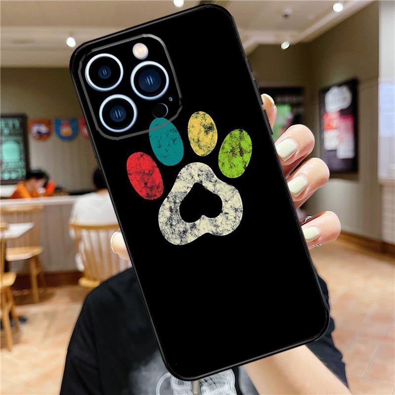 Dog foot print Paw Colorful Pattern Case For iPhone 17 16 15 14 13 12 11 Pro Max Mini Plus 16e 17 Air Bumper Cover Accessories