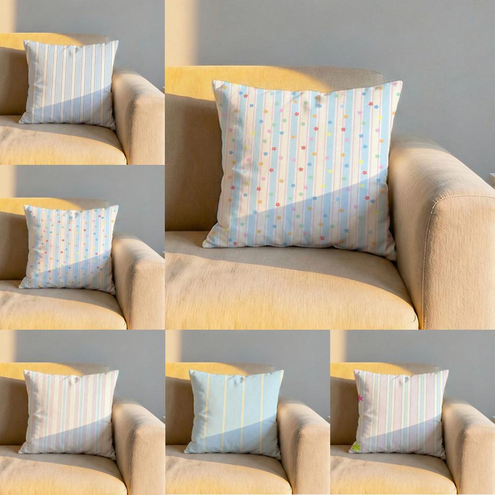 Slim Stripes Cushion Cover Soft Reversible Durable Pillow Cover MultiScene Use for Home Car Daily Comfort