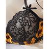 New exy bra set sunflower embroidery printed lace semi-perspective sexy lingerie set