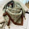 Silk cotton magnetic buckle silk scarf geometric and floral combination printing fashion personality spring autumn and winter versatile single item