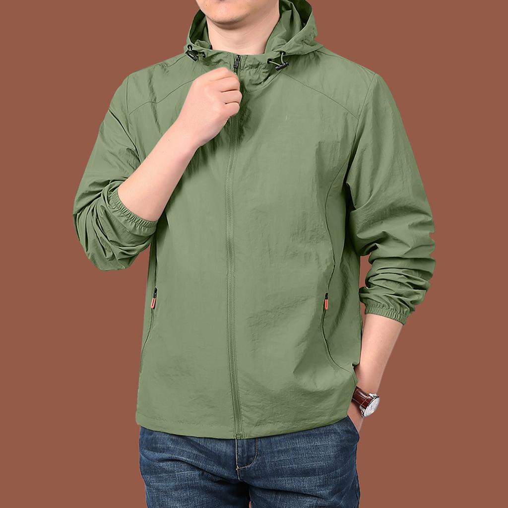 Men's Loose Casual Outdoor Large-sized Hooded Windbreaker Long-sleeved Jacket