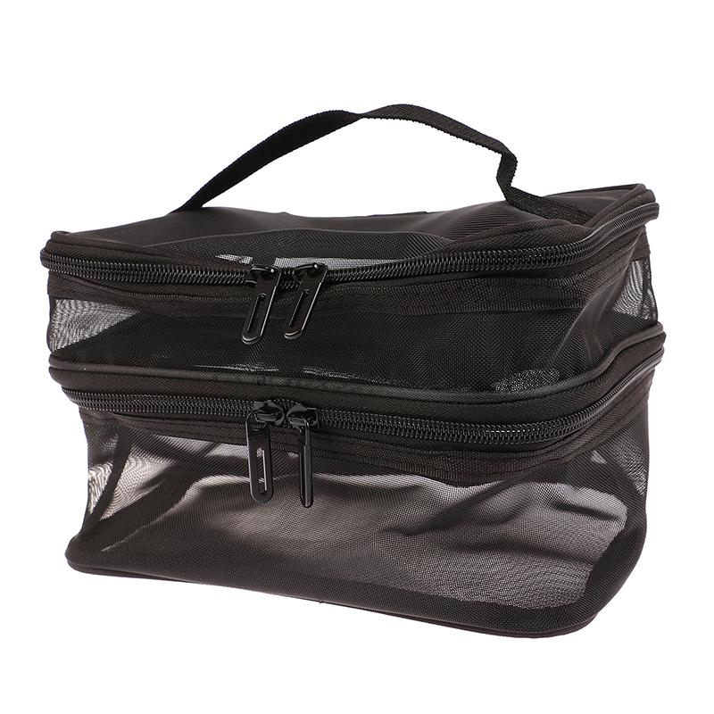 1ks síťovaná kosmetická taška Síťované taštičky na make-up Pouzdro pro kanceláře Cestovní úložné tašky Dvouvrstvé toaletní tašky