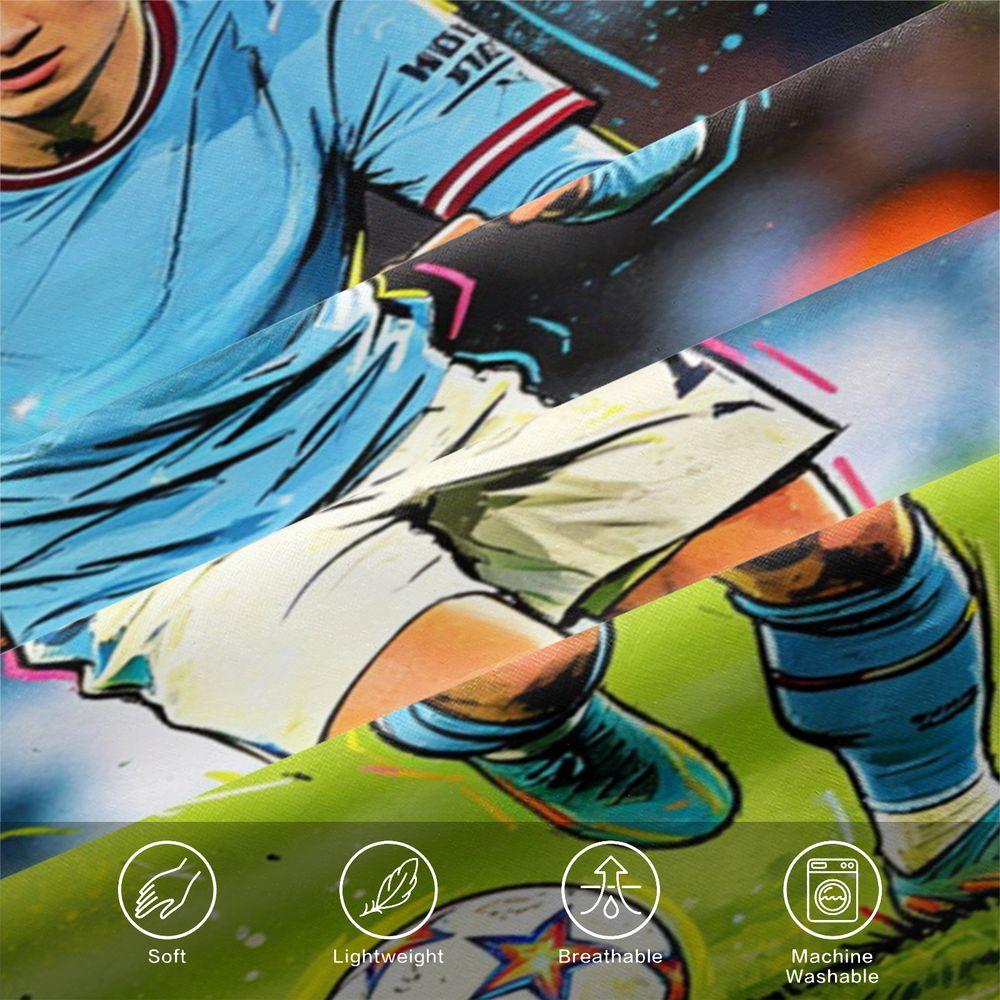 Duvet Cover Set Graffiti Street Art Soccer Bedding Set Digital Print Football Comic Style Microfiber Comforter Cover for Teen Be