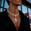 Personalisierter Vollstein-Kühlblitz-Anhänger Rap Hip Hop Kubanische Halskette Schmuck