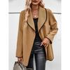 Women's Loose-Fit Woolen Long Sleeve Coat - Versatile Solid Color Fashion Top