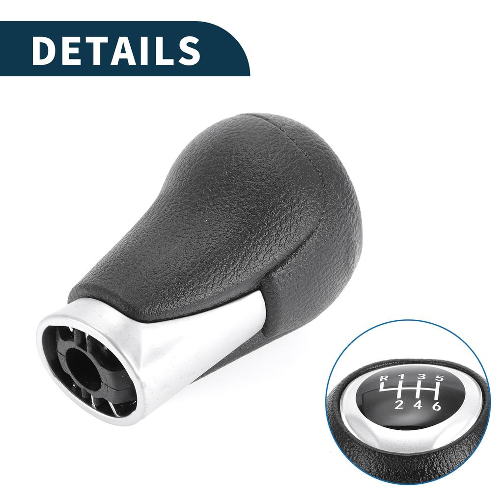 TUCKBOLD Manual Gear Shift Knob for Mazda 3 Front Automotive Gearbox Stick Shifter Lever Black Silver Tone with Plastic Faux 1 Piece 6-Speed CX-5