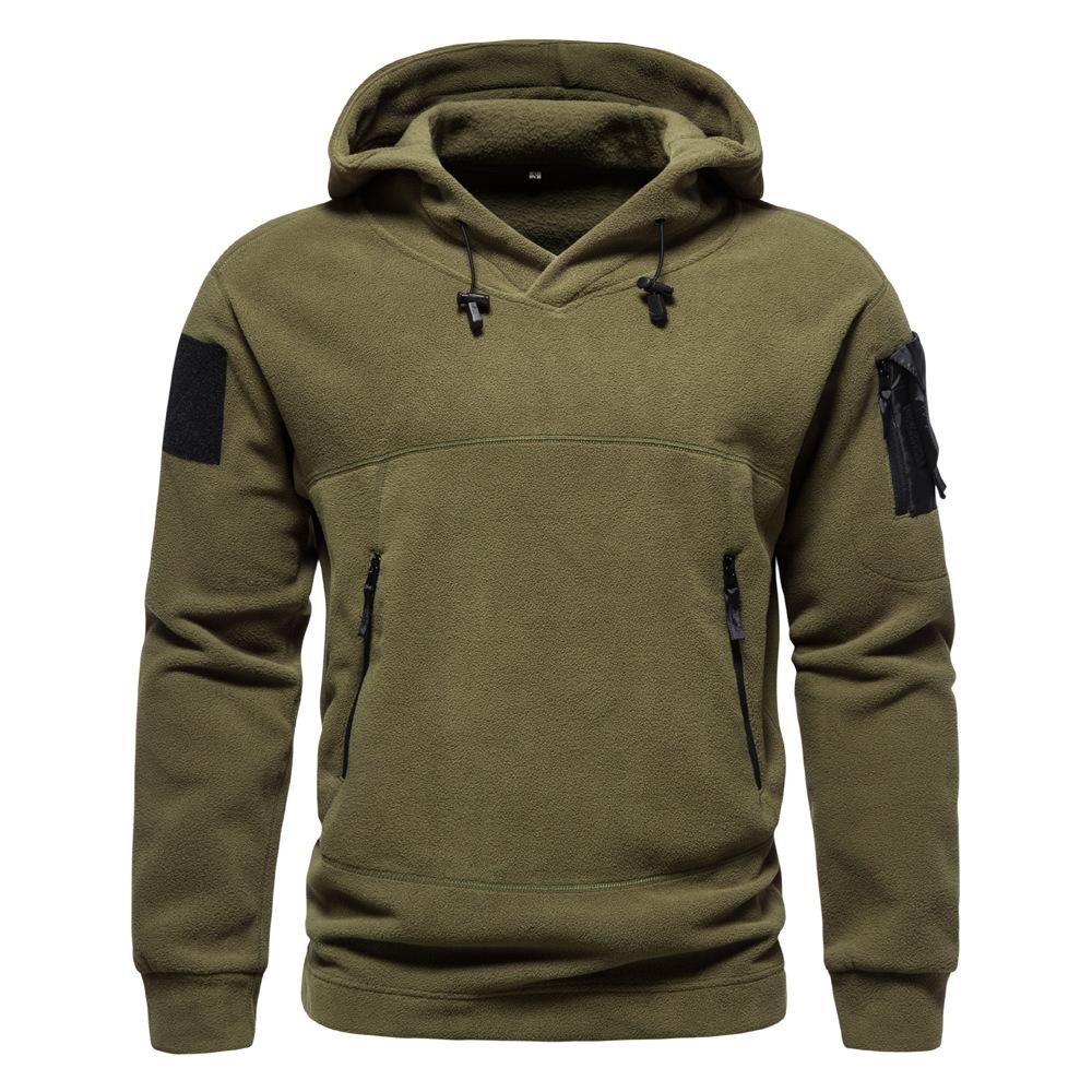 Men's Thick Polar Fleece Sweatshirt Autumn Winter Men Hood Sports Black Windproof Oversized Hoodie Male Streetwear Hoody
