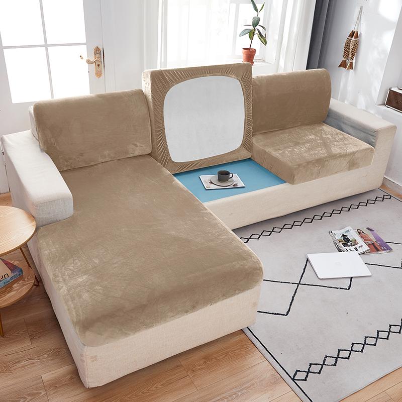Samtstoff Sofa-Sitzbezug für Wohnzimmer, elastischer Sofa-Kissenbezug, weicher Couch-Schonbezug, Möbelschutz für Zuhause