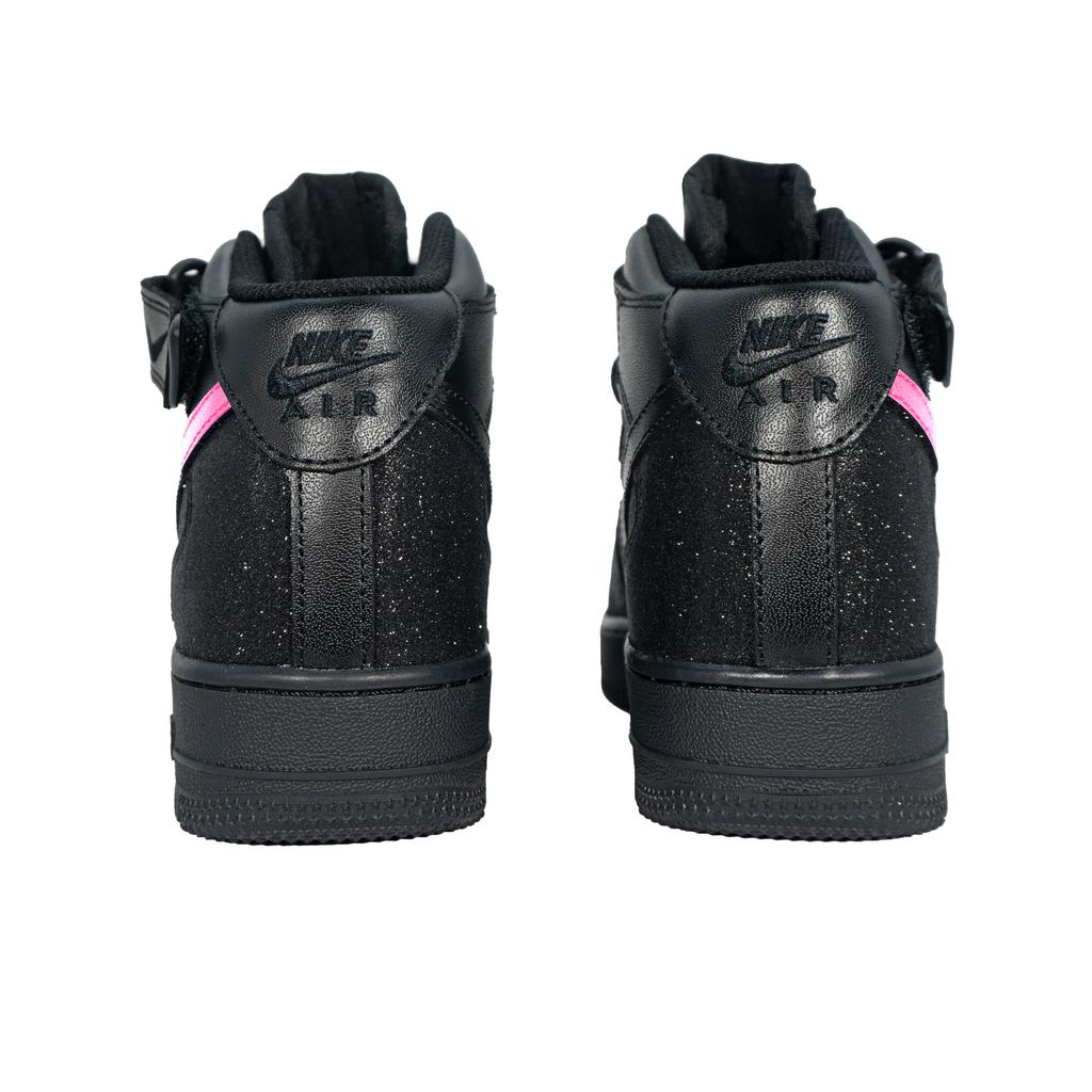 Nike Air Force 1 Breathable Height Increasing Mid top Skateboard Shoes Unisex Black Pink CW2289-001(Team133-mid)