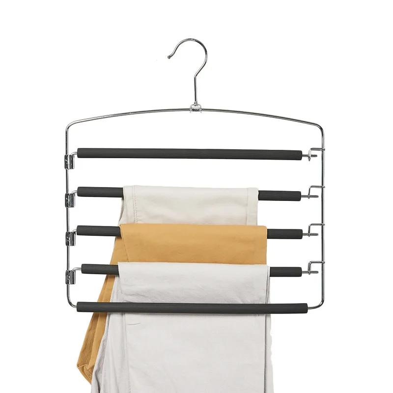 

Многослойные передвижные вешалки из нержавеющей стали, органайзеры, экономящие место, вешалка для одежды, функциональная вешалка для брюк чёрный