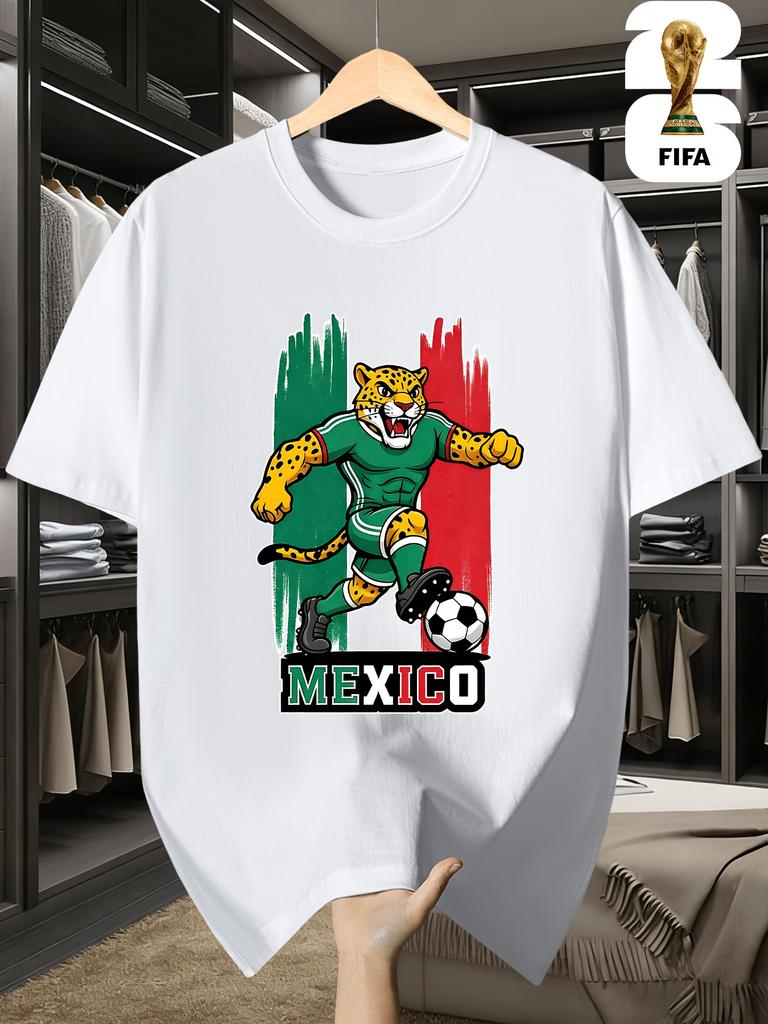 2026 USA-Mexico World Cup, FIFA Men's Basic and Fun Printed Short-sleeved T-shirt, Perfect for Summer Outings