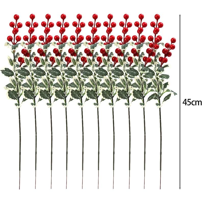 

Новые рождественские красные ягоды ветка искусственные цветы листья падуба своими руками венок для рождественской елки украшения новогодняя вечеринка украшение дома подарки 5pcs