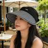 Striped grass-woven empty hat, spring/summer outdoor sun hat, women's European and American wraparound wide-brim sun protection hat