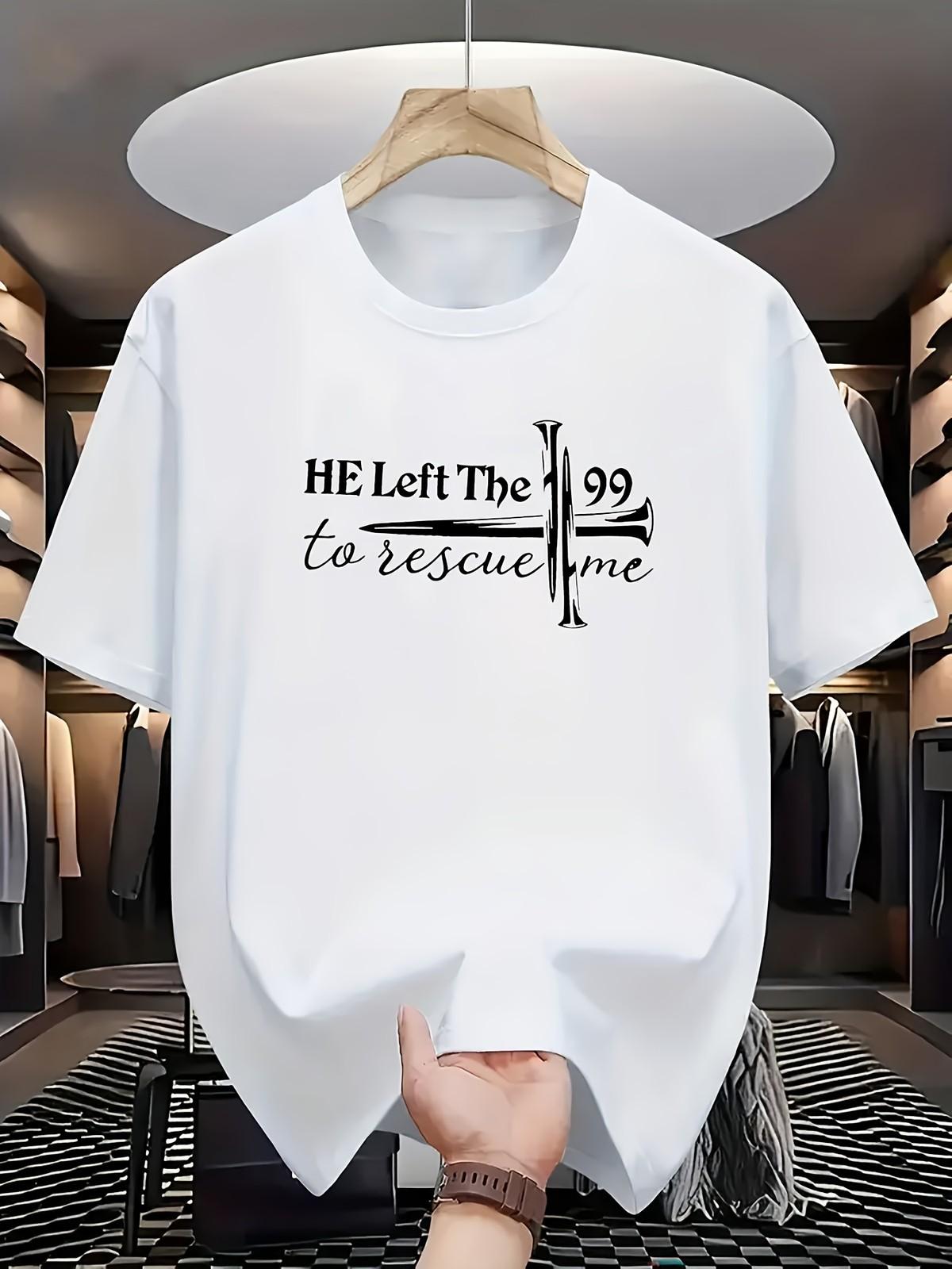 He Left The 99 To Save Me Christian Cross Faith Graphic Unisex T-Shirt L