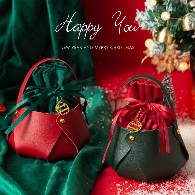 Christmas Eve Apple Gift Tote - Leather Holiday Packaging Bag