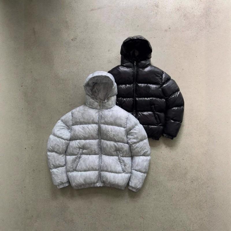 Zimní Streetwear Puffer bunda s kapucí Pánská Dámská S potiskem písmen Hip Hop Styl Volný střih