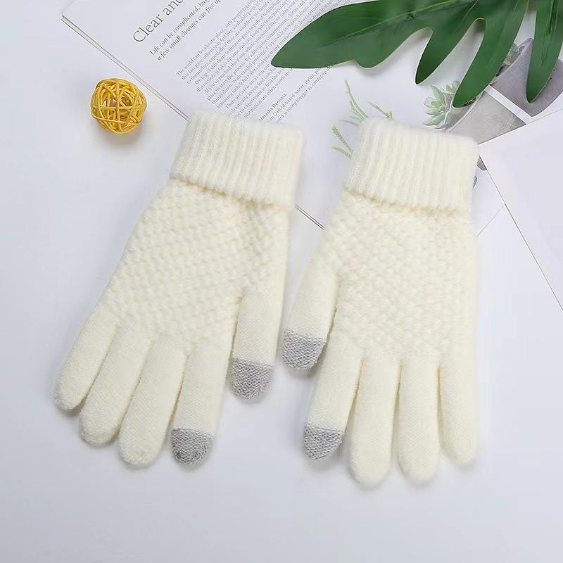 Winter Thickened Solid Color Gloves Simple and Fashionable Knitted Warm Gloves  Outdoor Couple Style Adult Gloves