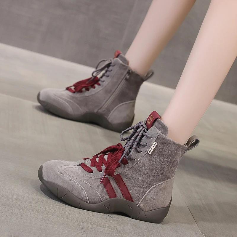 Ladies Shoes 2024 Hot Sale Side Zipper Women's Boots Fashion Color Matching Casual Boots Women New Front Lace-up Shoes for Women
