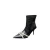 2025 autumn and winter new pointed crystal chain elastic high-heeled short boots fashionable versatile stiletto Martin boots