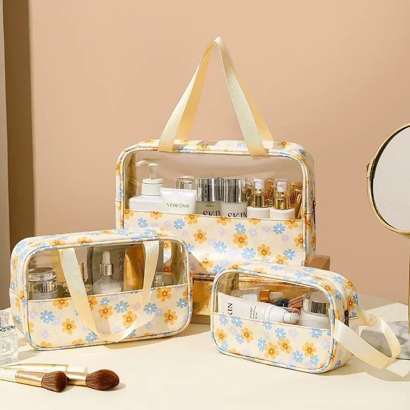 Women's Makeup Bag Waterproof Transparent Pouch Large Capacity Bath Bag Travel Essential Cosmetics Organizer Toilet Storage Bag