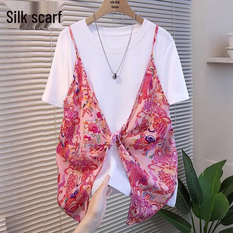 Sybelle Women s Faux Two-Piece Floral Print T-shirt S
