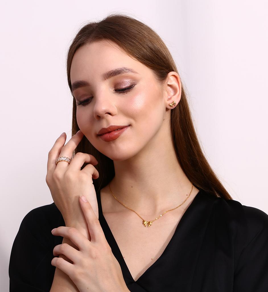 La.Muses Stainless Steel Delicate Bling Geometry Cubic Zirconia Fashion Shiny Ring for Women High Quality Premium Zircon Gift