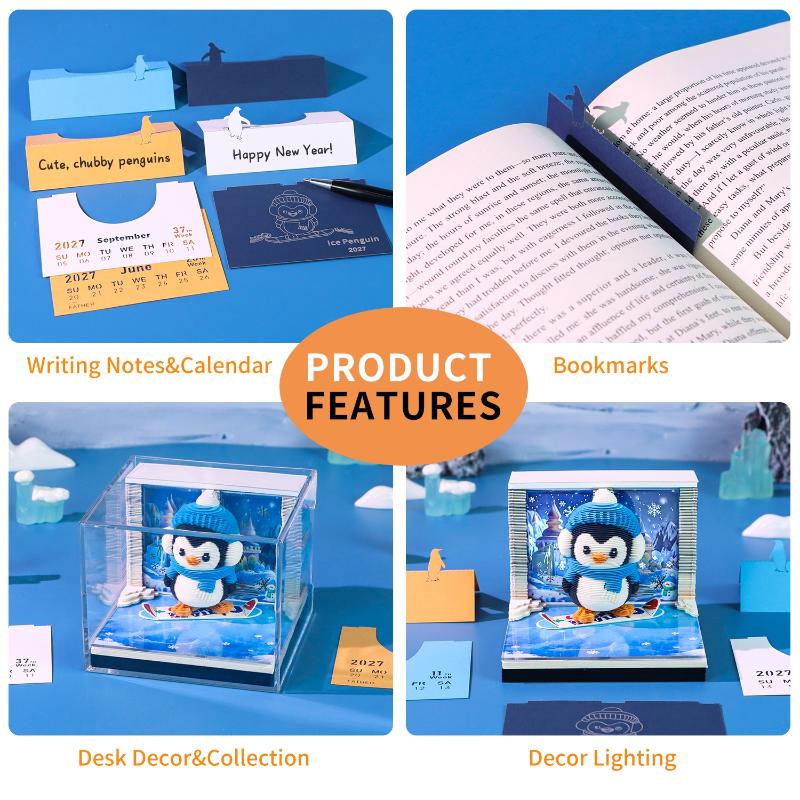 Space-saving 2027 LED Light Desk Calendar with 3D Tear-away Feature for Practical Office Use A