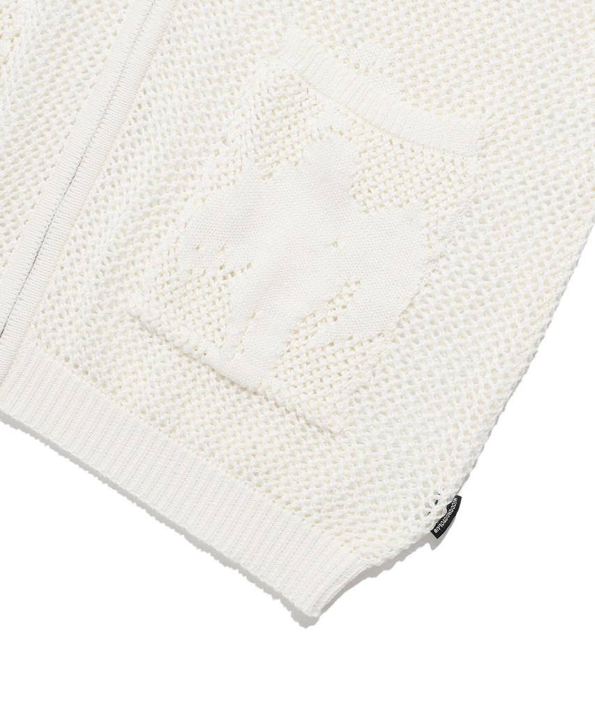 Niceghostclub Angel Shadow Half Zip Up Polo Knit_Ivory(Ng2Emuk682A)