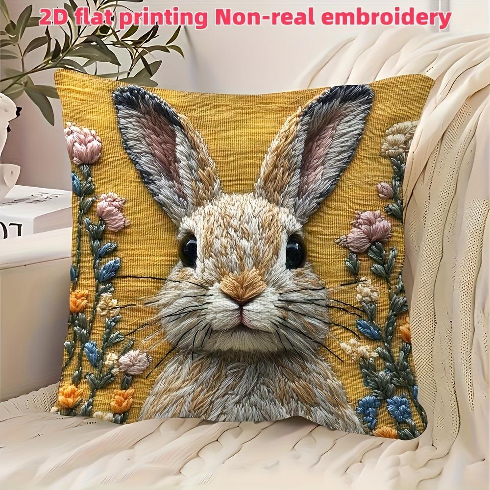 Очаровательная 2D подушка с вышивкой в виде плоского печатного кролика для уютного декора Наволочка для диванной подушки украшение для дома 2D печать 60x60cm 1190₽