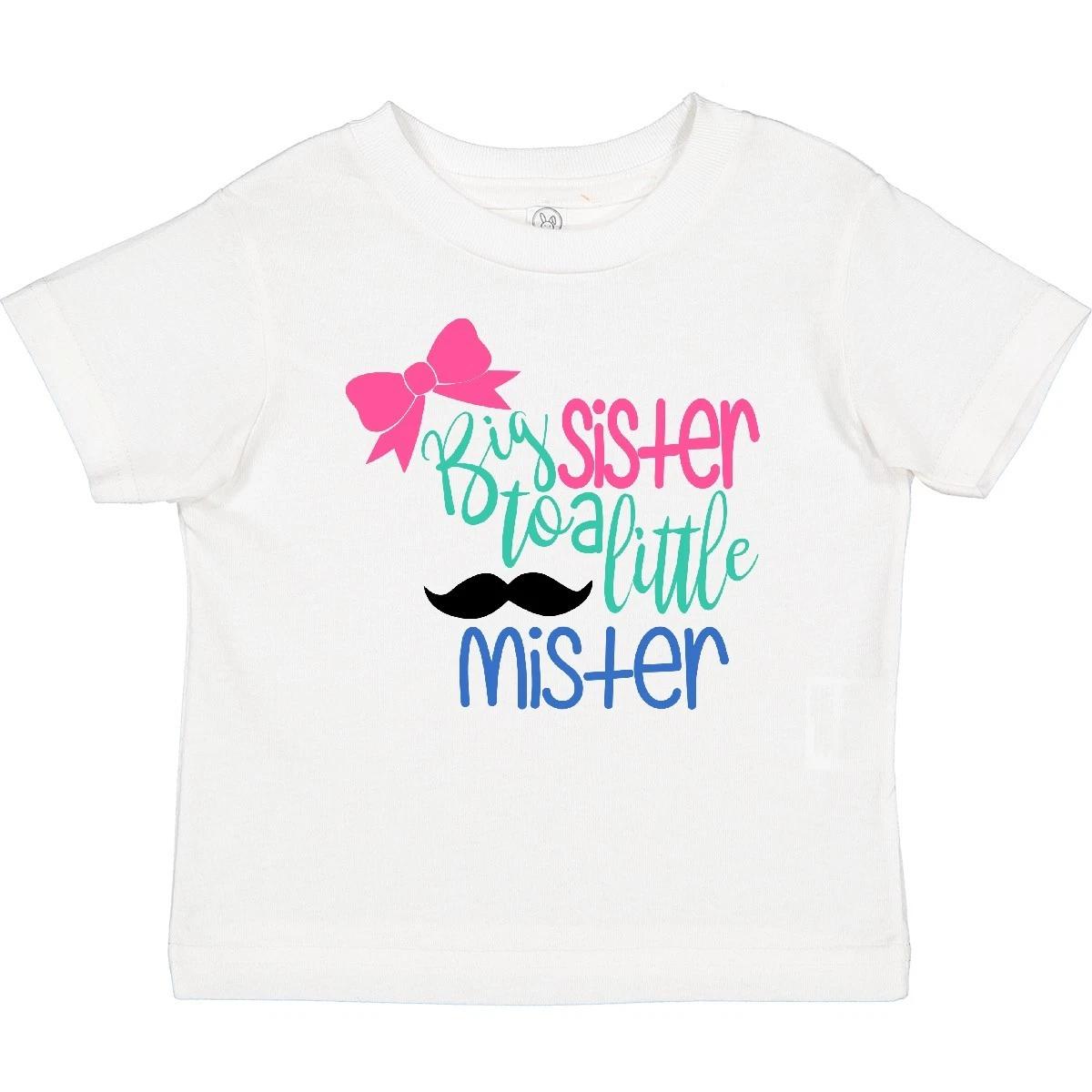 Inktastic Big Sister To A Little Mister Bow And Mustache Baby T-Shirt Boodlebug 130